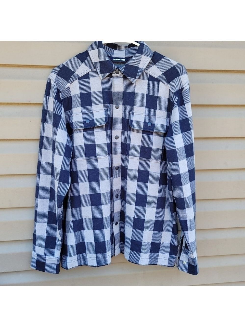 Lands End Long Sleeve Brushed Jacquard Shirt - Picture 3 of 7